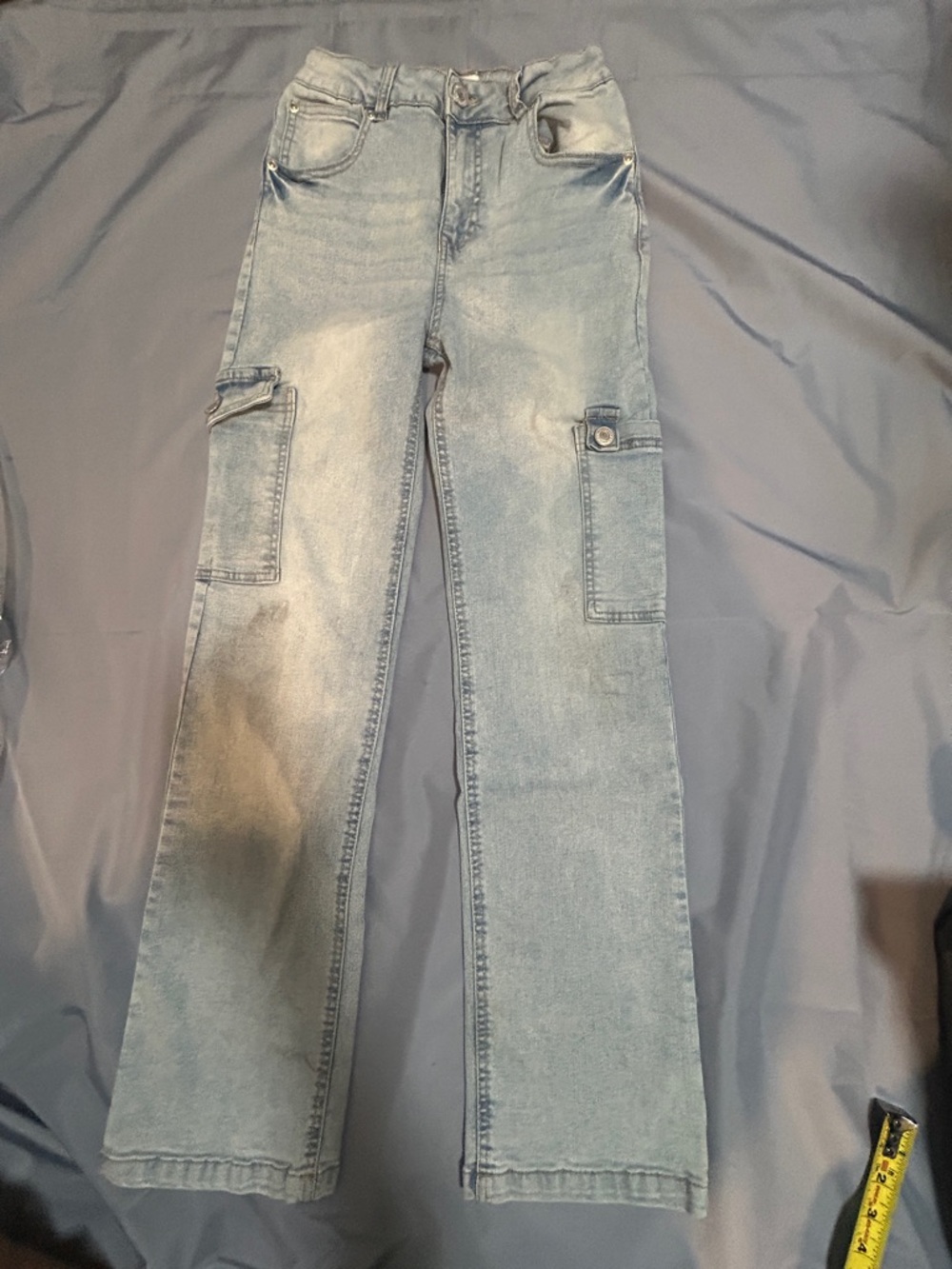 Light Blue Women's Cargo Straight-Leg Jeans